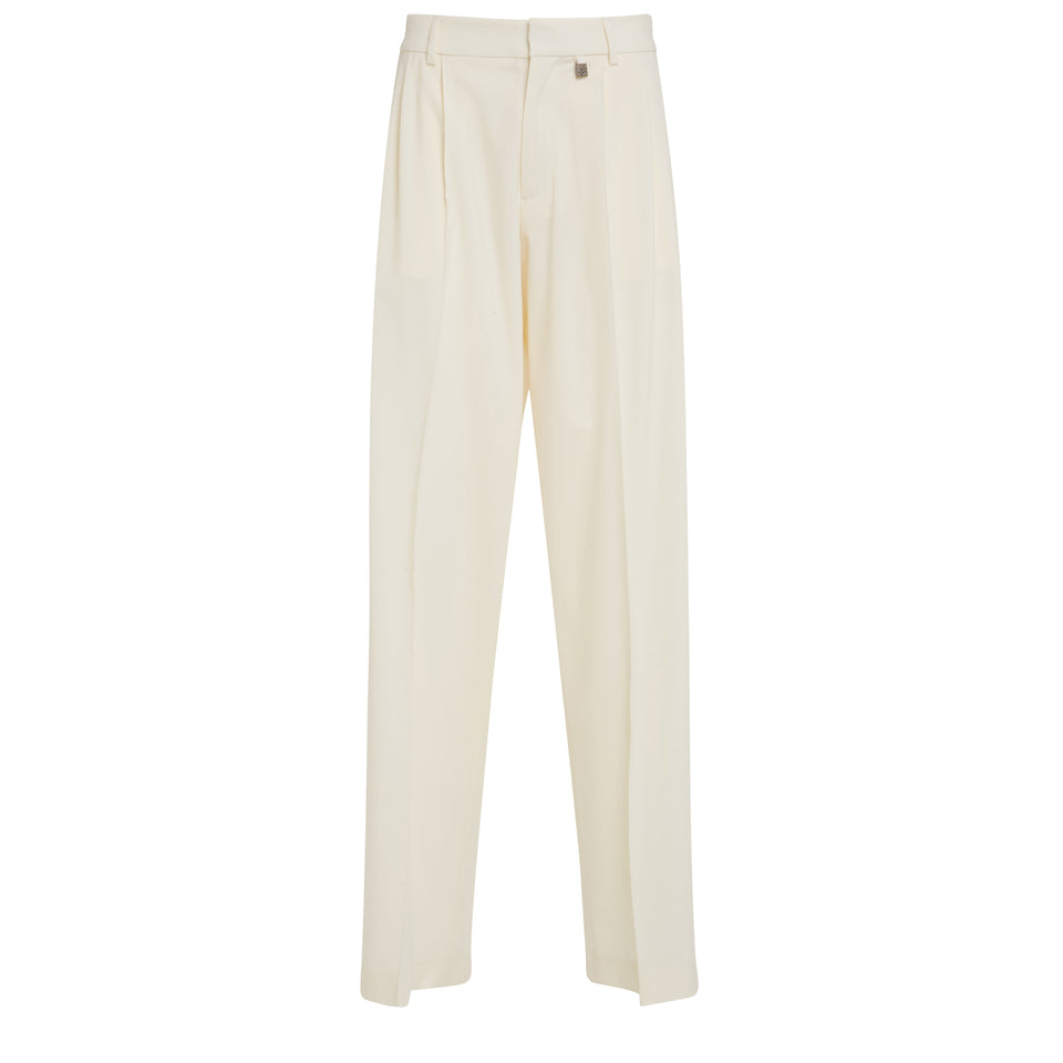 White wool trousers