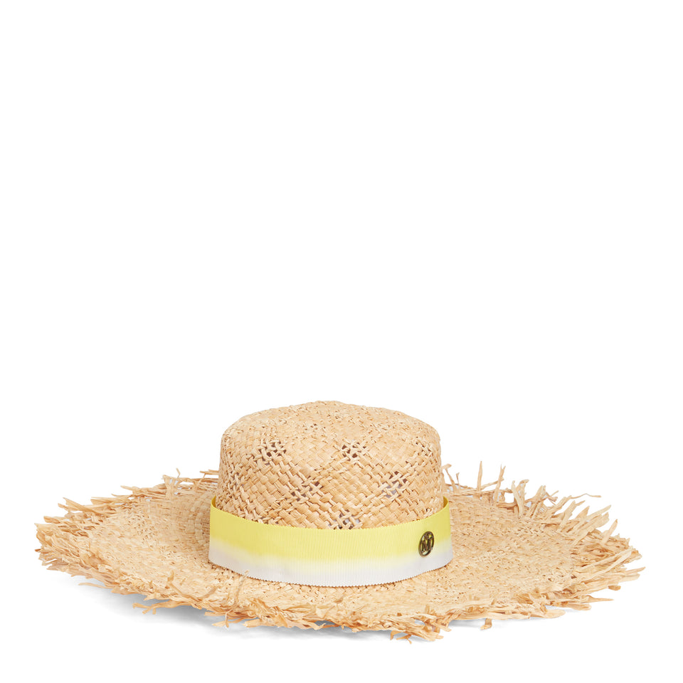 "Big new Kendall" hat in beige straw