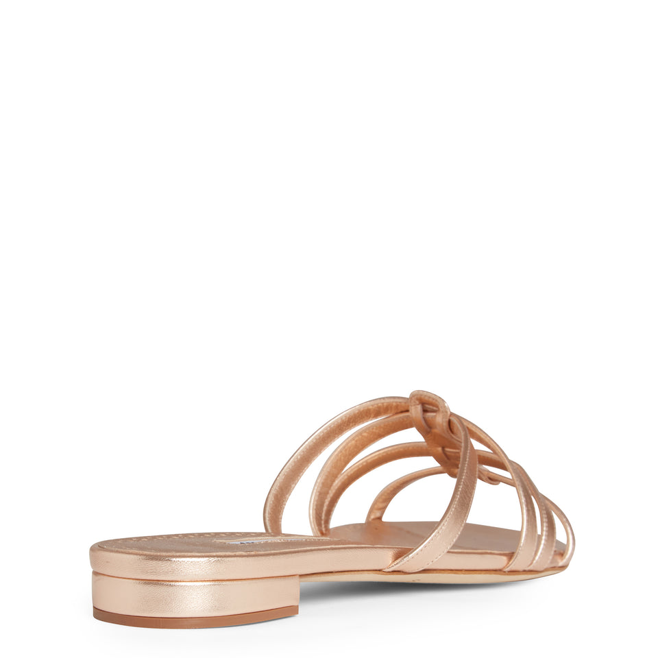 "Riran" flat sandals in gold leather