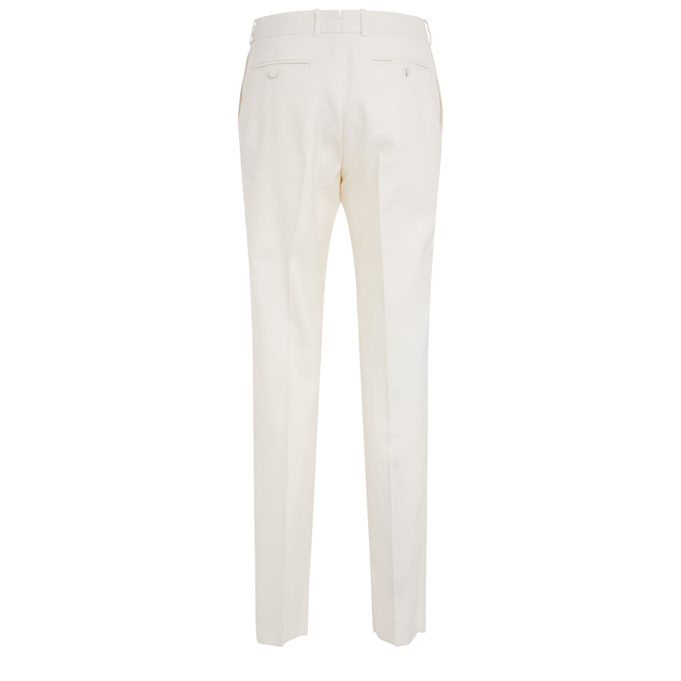 Pantalone sartoriale in lana bianco