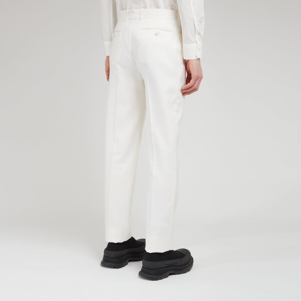 White wool tailored trousers