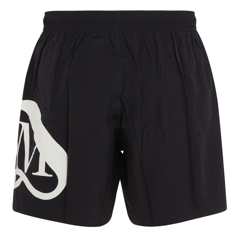 Black fabric swim shorts