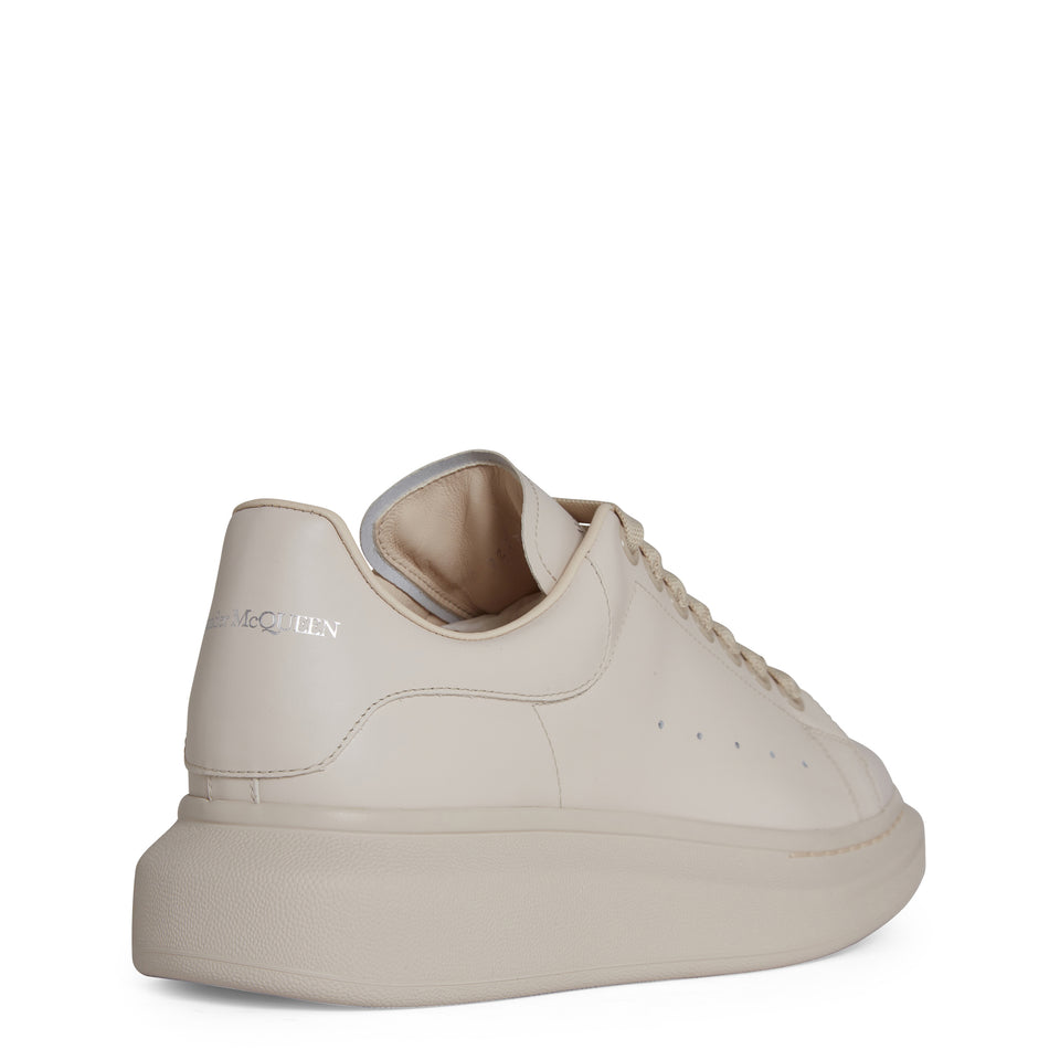 Oversized beige leather sneakers