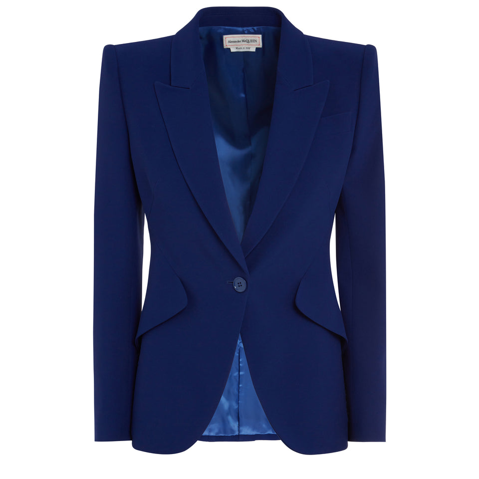 Single-breasted blazer in blue fabric