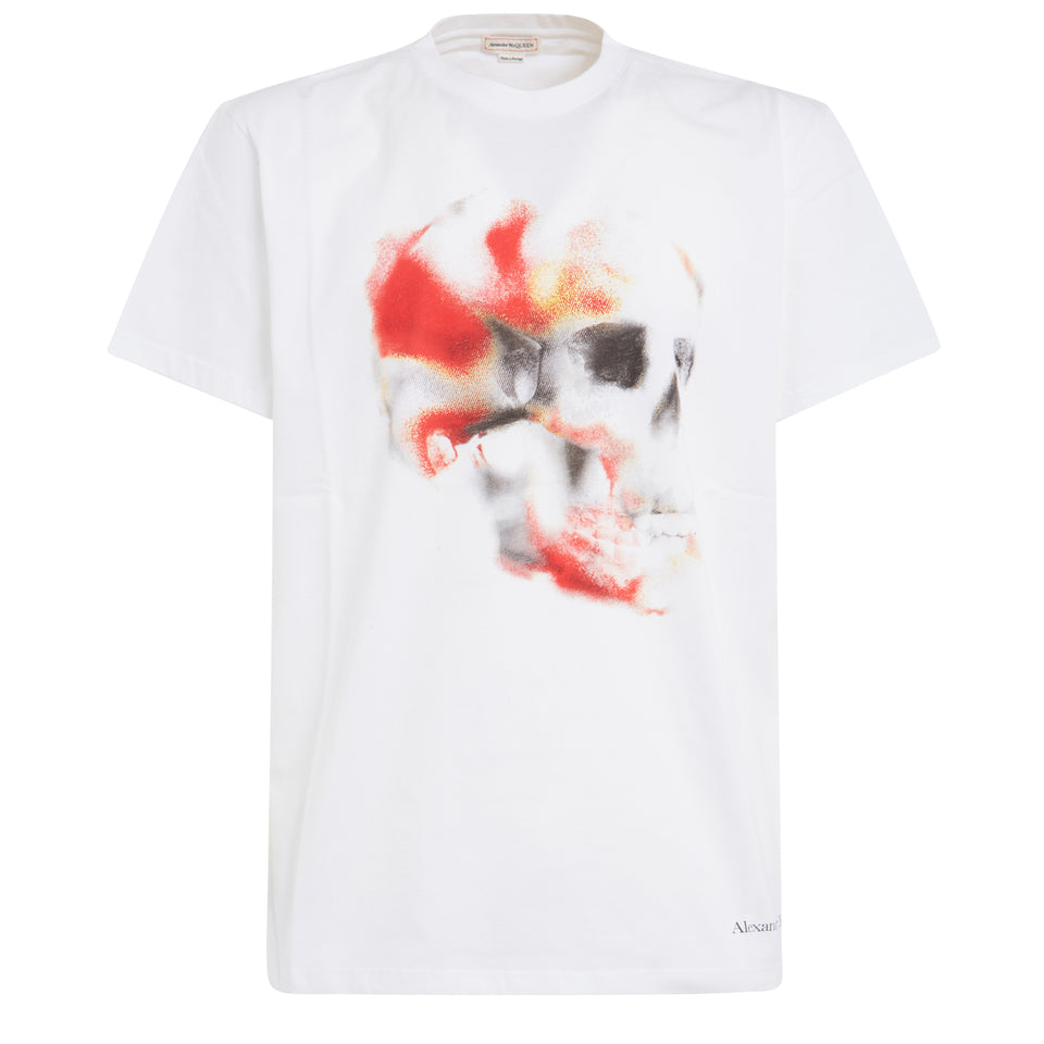 ''Obscured Skull'' T-shirt in white cotton