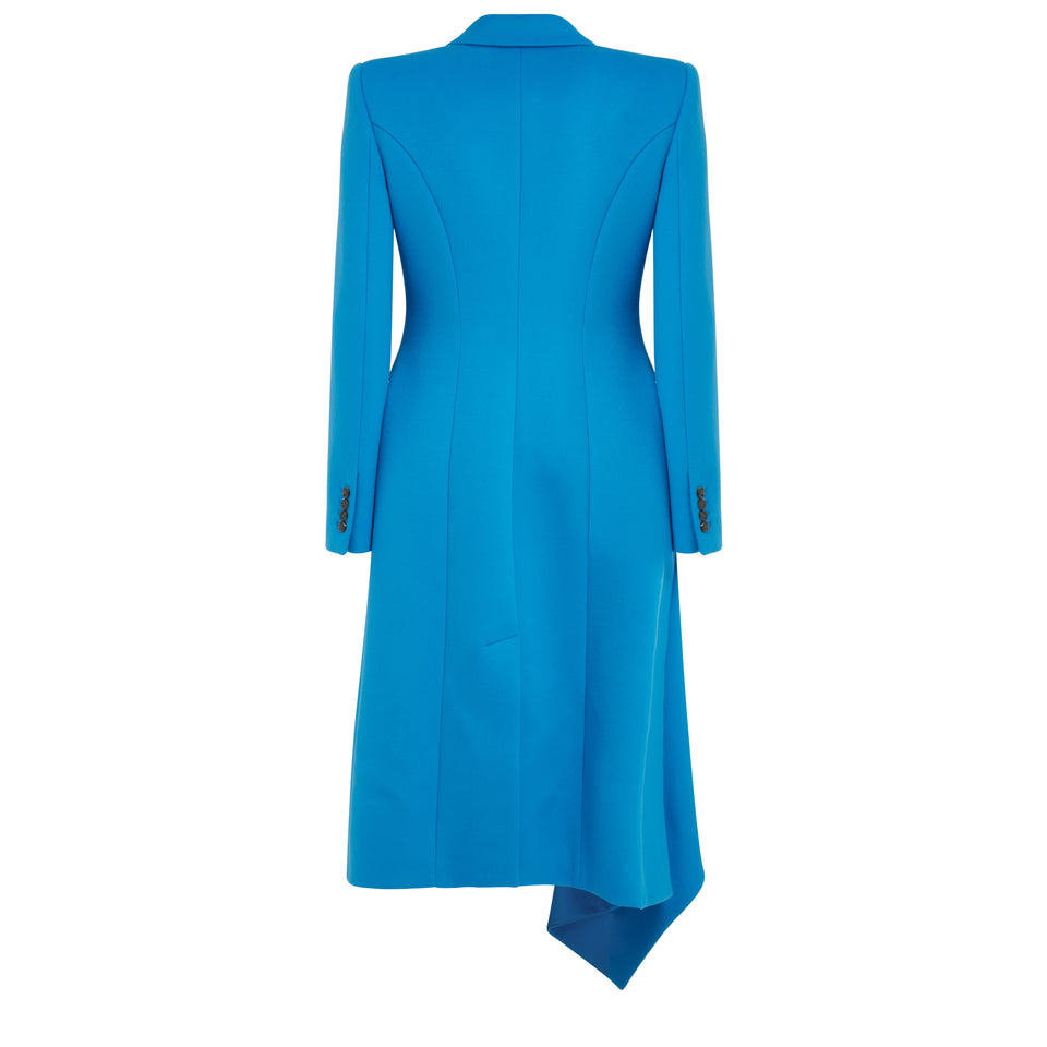 Cappotto asimmetrico in lana azzurro