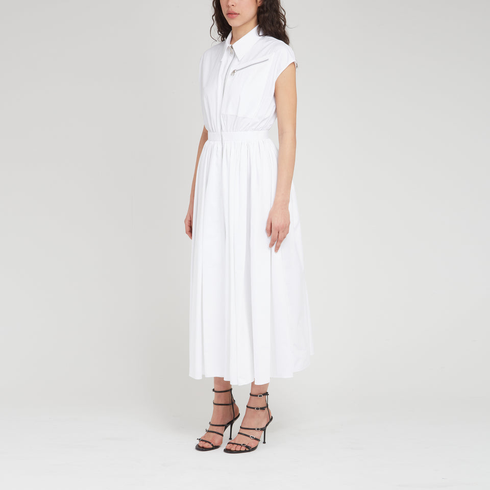 Long dress in white fabric