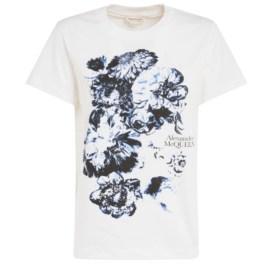 ''Chiaroscuro'' T-shirt in white cotton