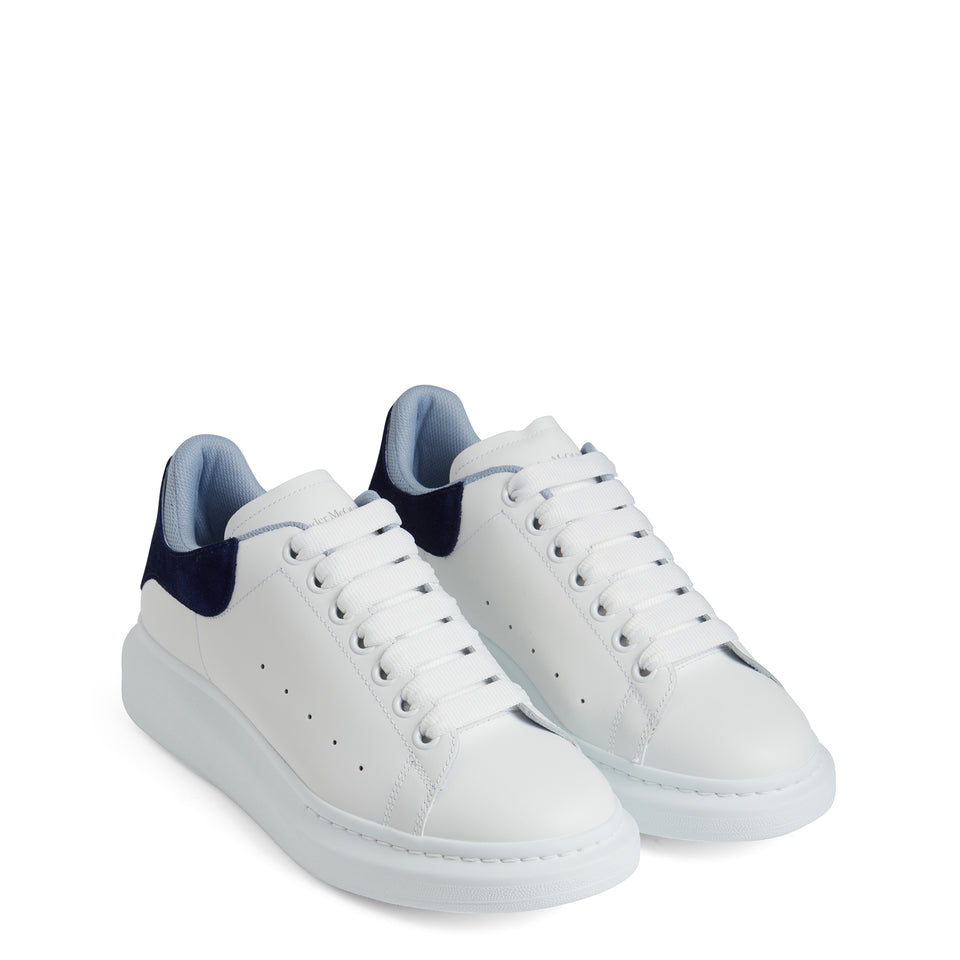 Oversized white and blue leather sneakers
