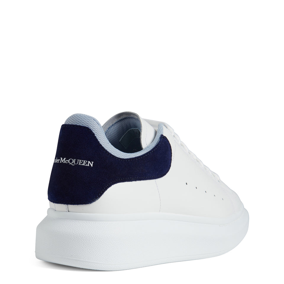Oversized white and blue leather sneakers