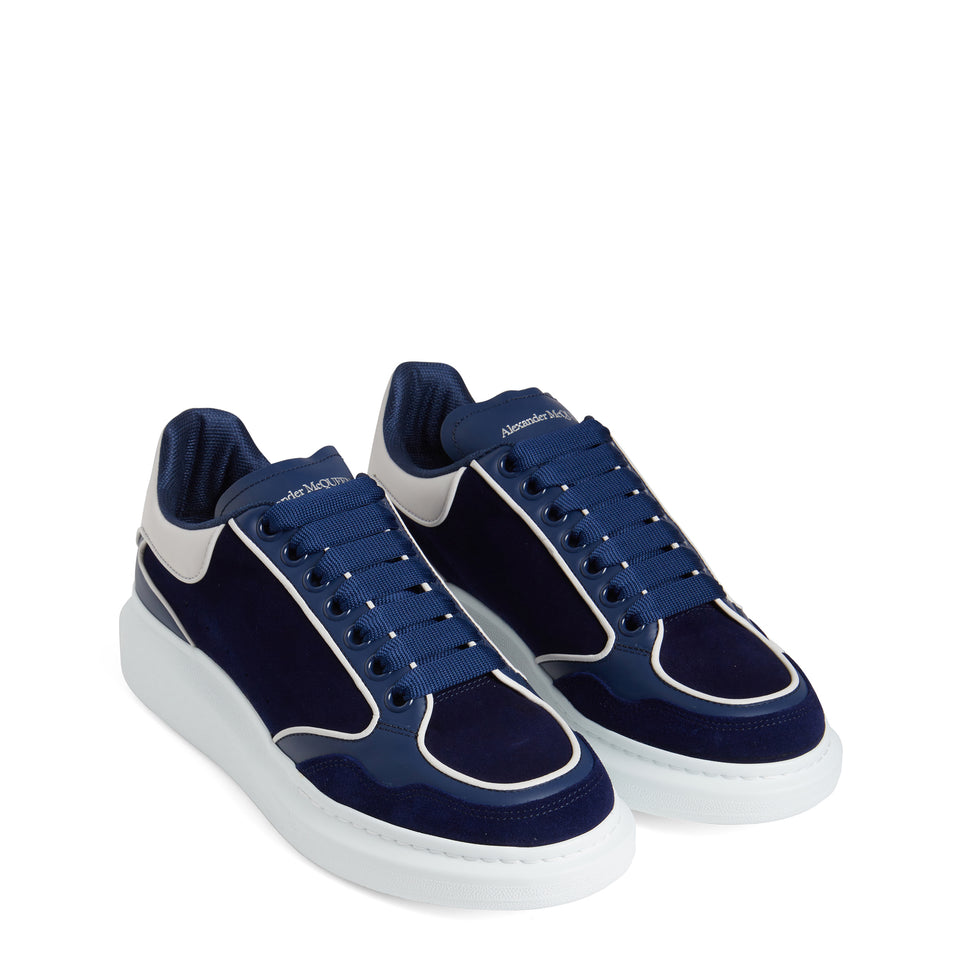 Oversized blue suede sneakers