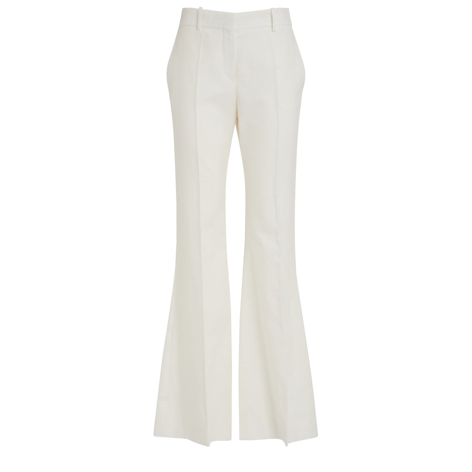 Pantalone a zampa in cotone bianco
