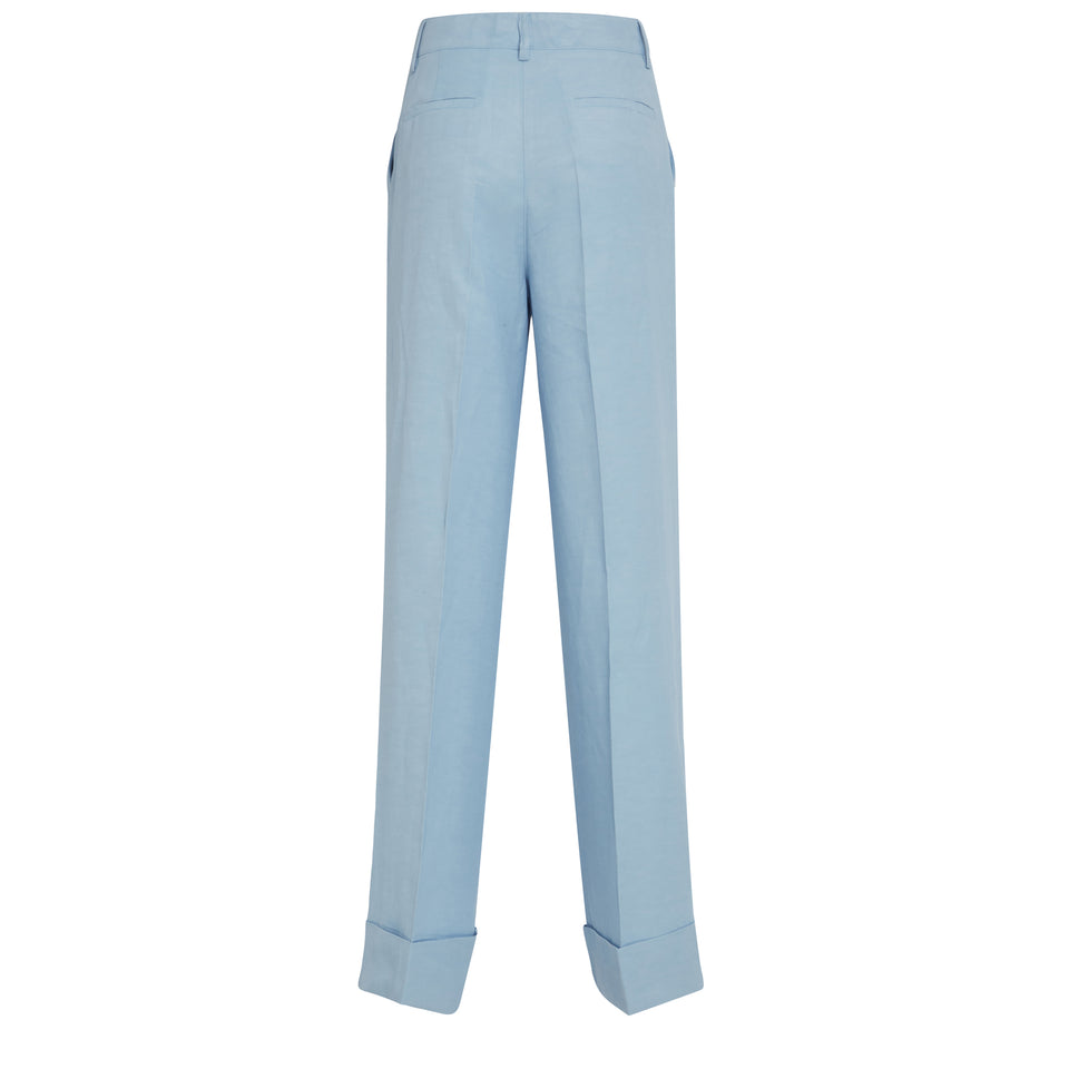 Tailored trousers in light blue fabric
