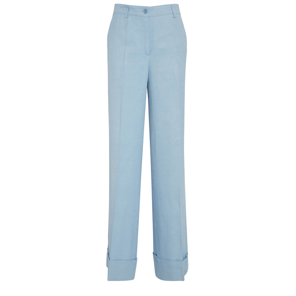Tailored trousers in light blue fabric