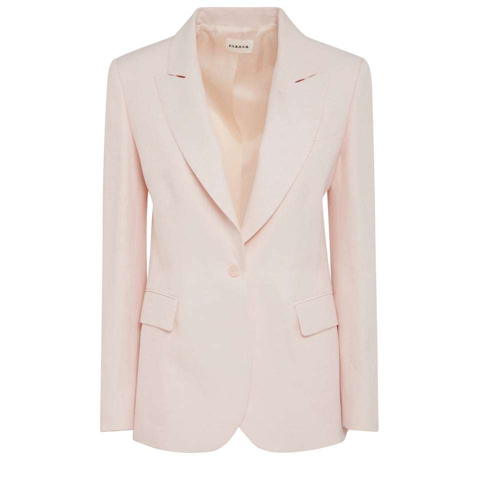 Single-breasted jacket in pink fabric