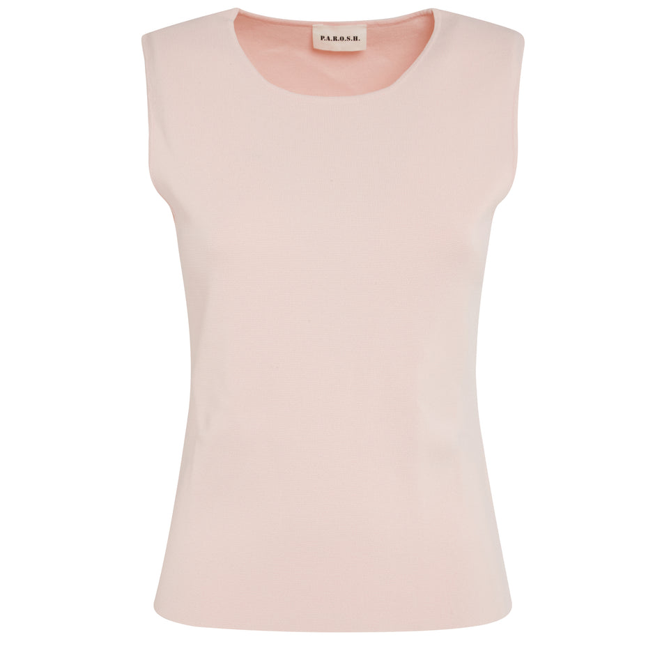 Sleeveless top in pink fabric