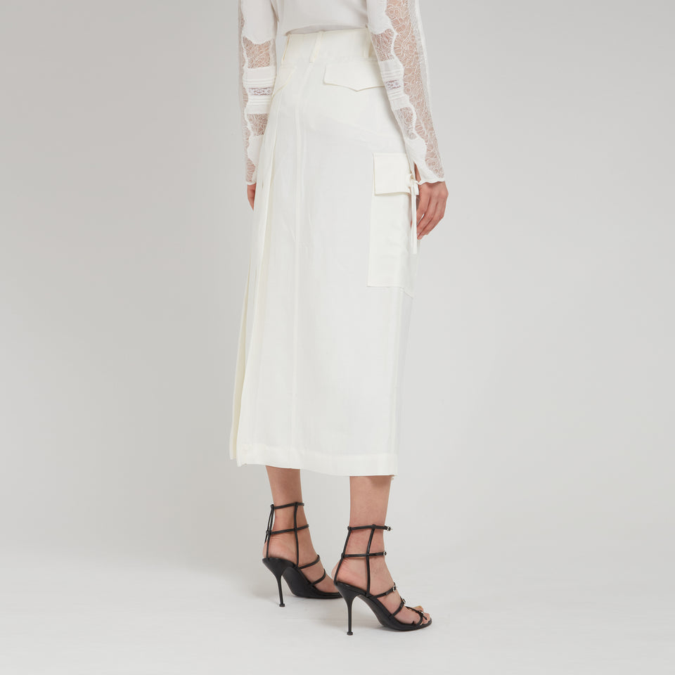 Long white fabric skirt