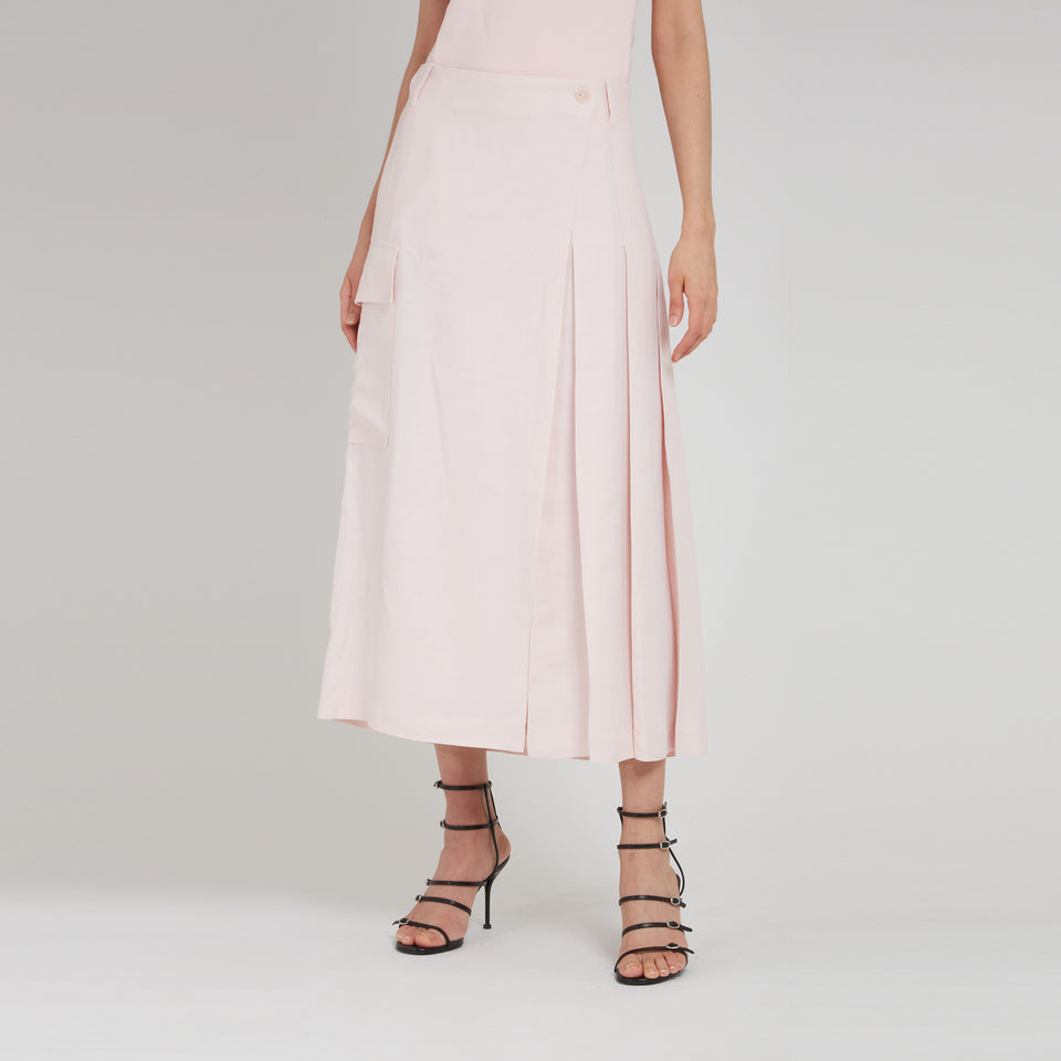 Long skirt in pink fabric