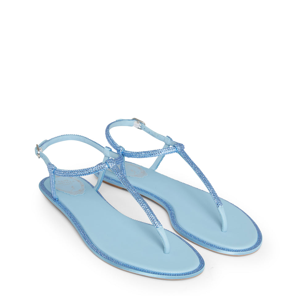 ''Diana'' light blue satin sandals