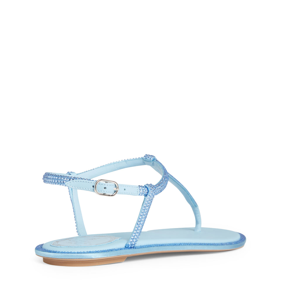 ''Diana'' light blue satin sandals