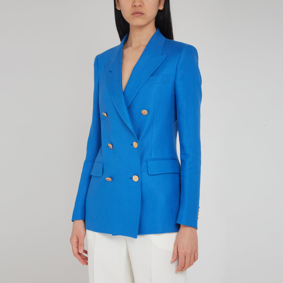 ''J-Parigi'' double-breasted blazer in blue fabric