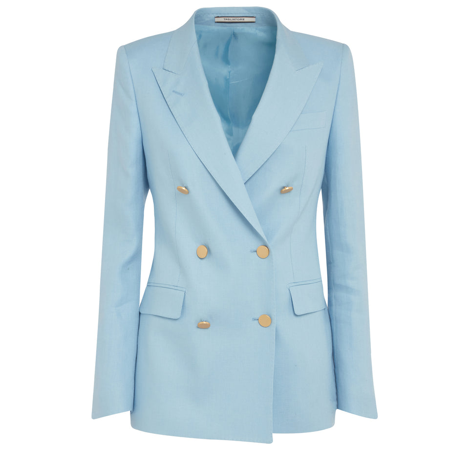 ''J-Parigi'' double-breasted blazer in light blue fabric