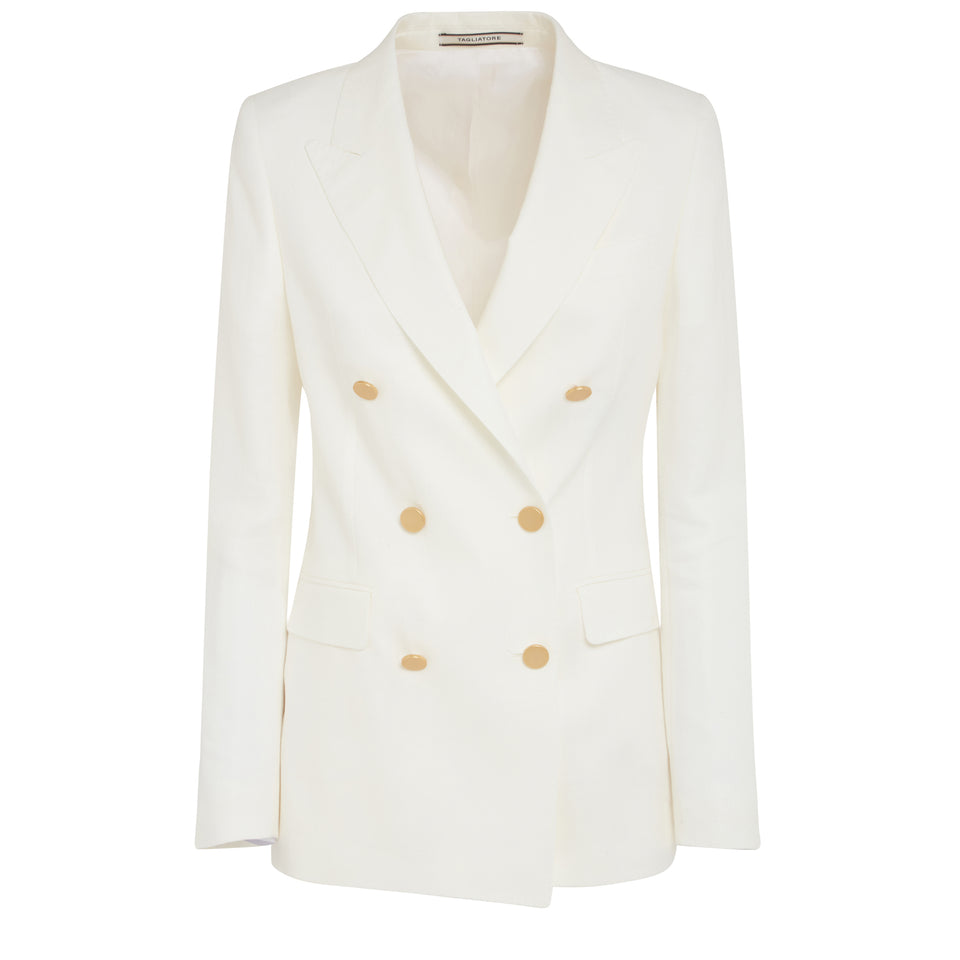 ''J-Parigi'' double-breasted blazer in white fabric
