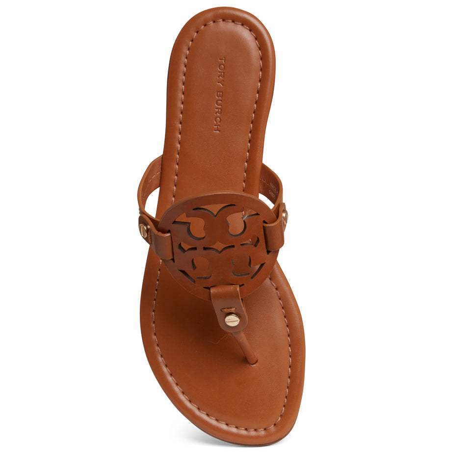 ''Miller'' flip flops in brown leather