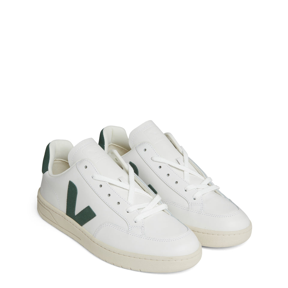Sneakers in pelle bianca e verde