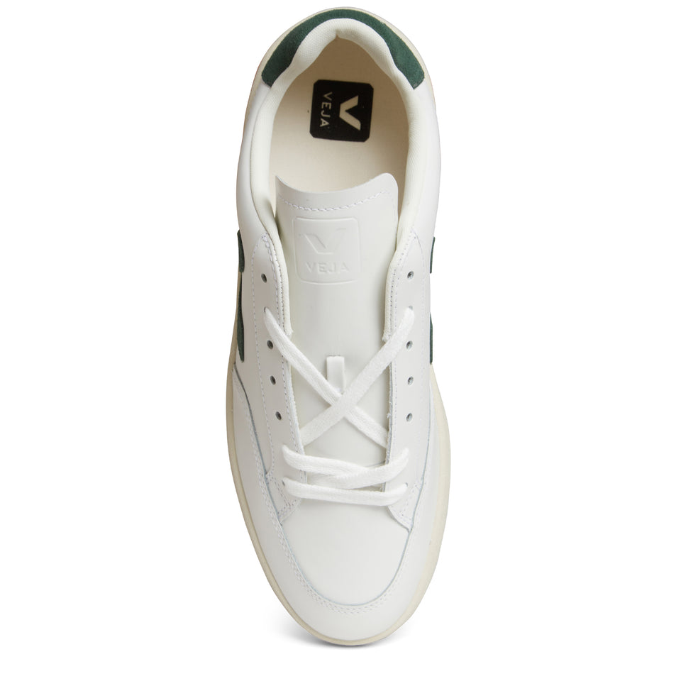 White and green leather sneakers