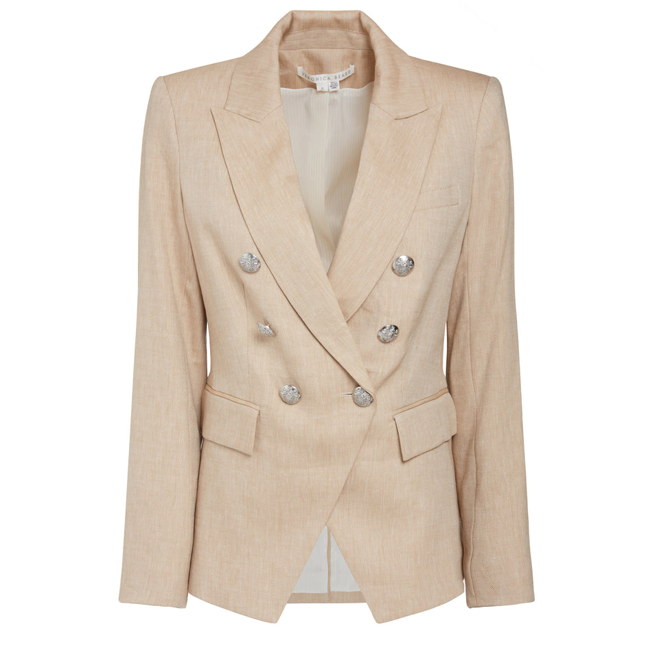 "Miller Dickey" double-breasted jacket in beige linen