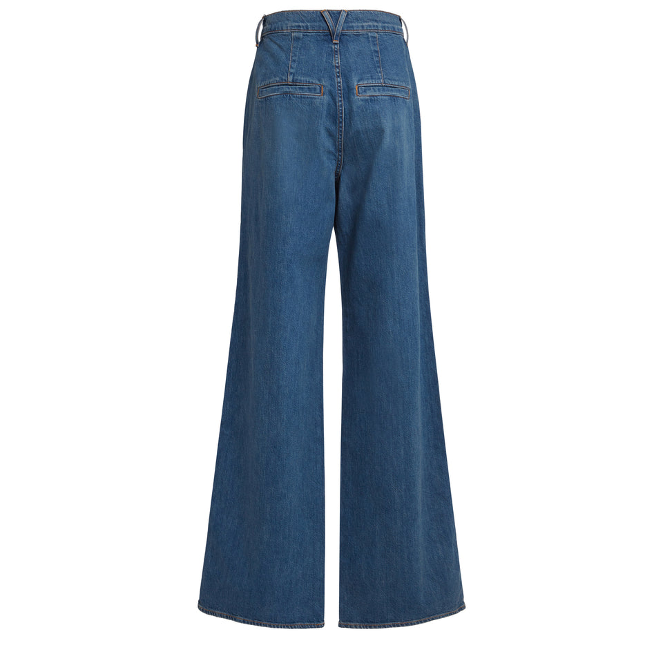 "Mia" flared jeans in blue denim