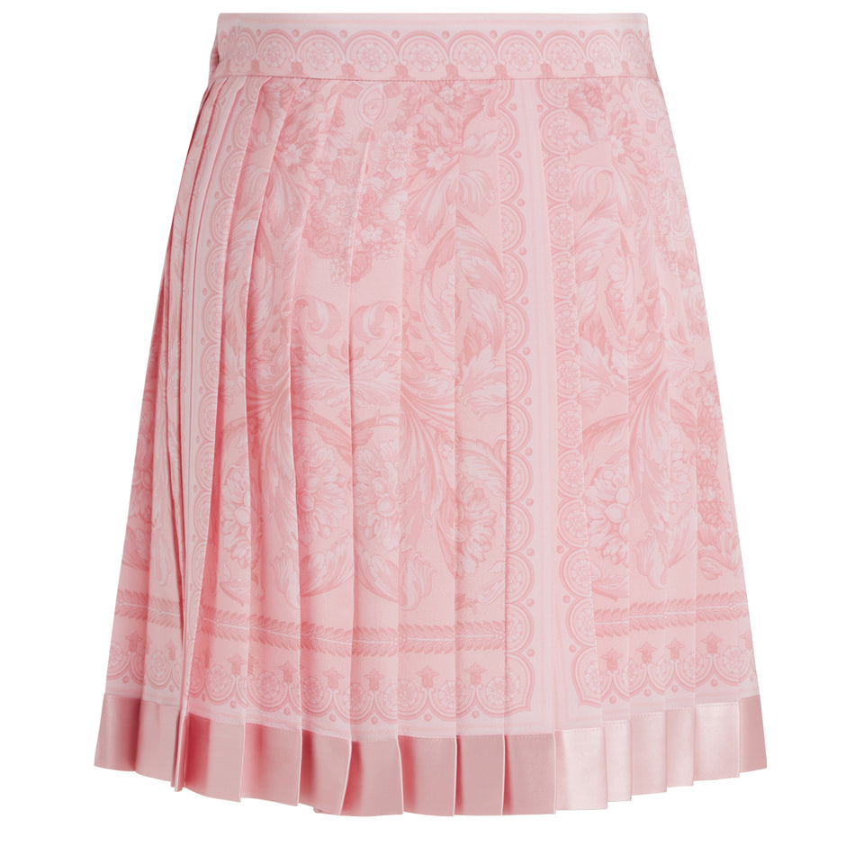 Pink silk midi skirt