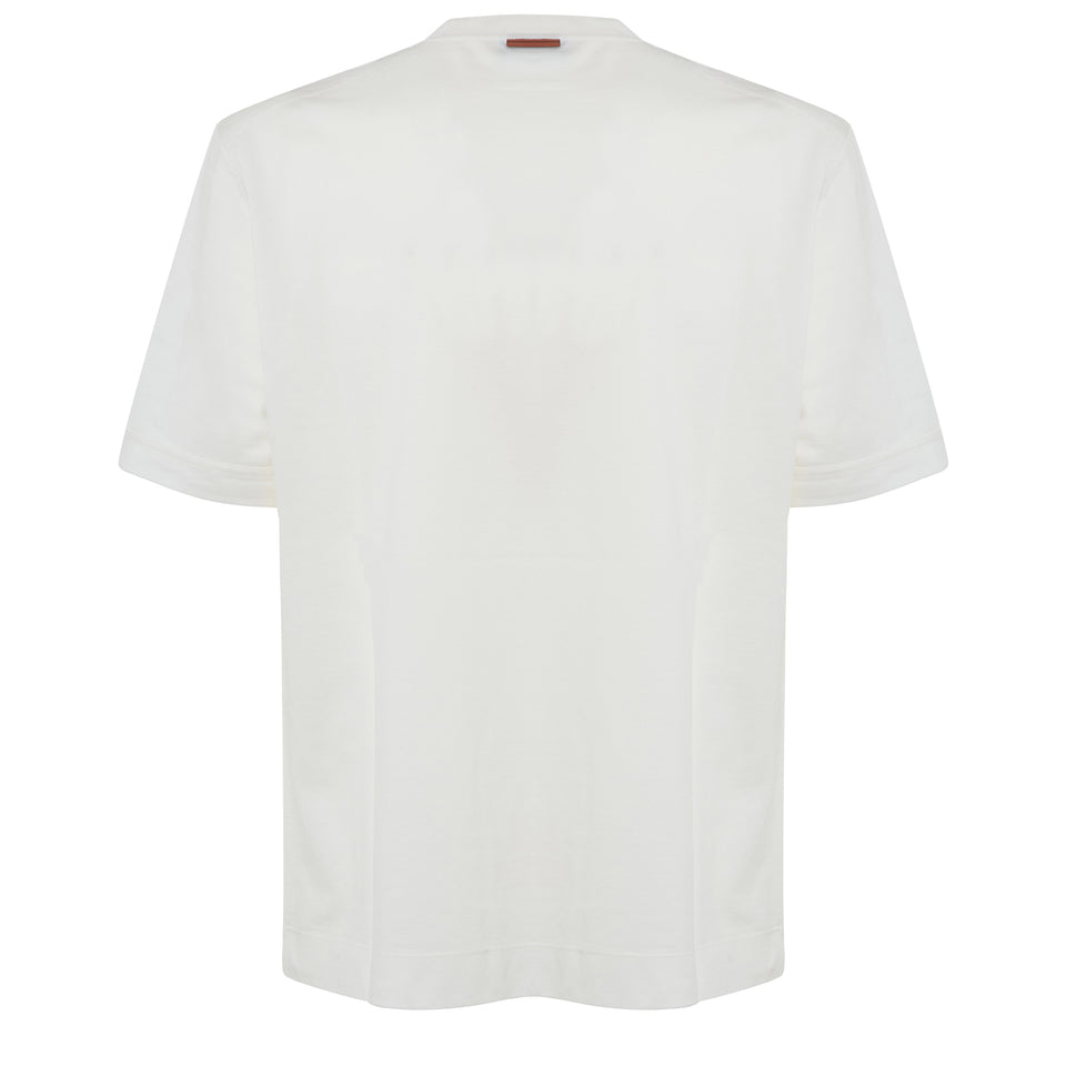 T-shirt in cotone e seta bianca