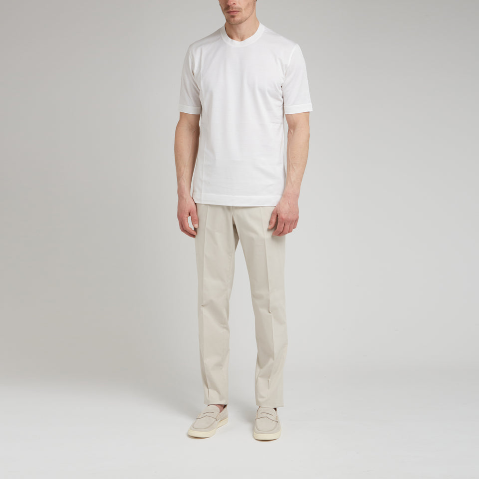 White cotton and silk T-shirt