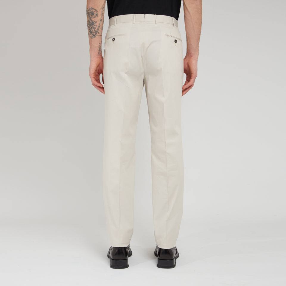 Beige cotton tailored trousers