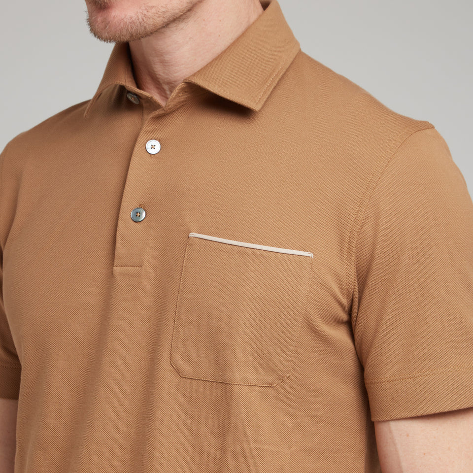 Brown cotton polo shirt