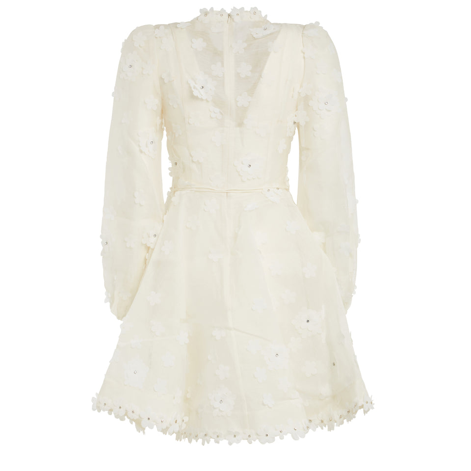 White linen and silk dress